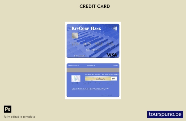 lista para imprimir plantilla de tarjeta visa de KeyCorp Bank de EE. UU.